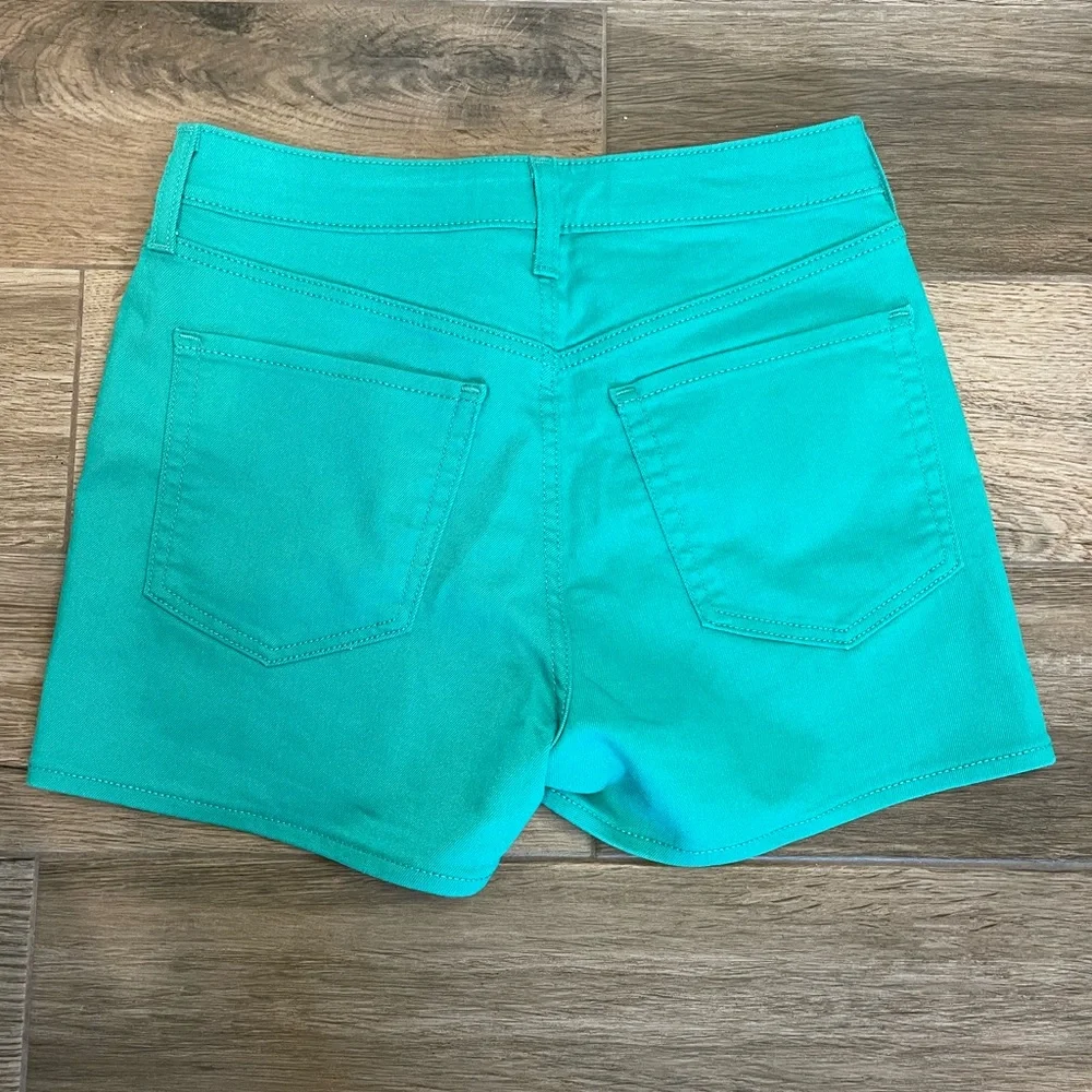 Teal High Rise Jean Shorts - Picture 5 of 7
